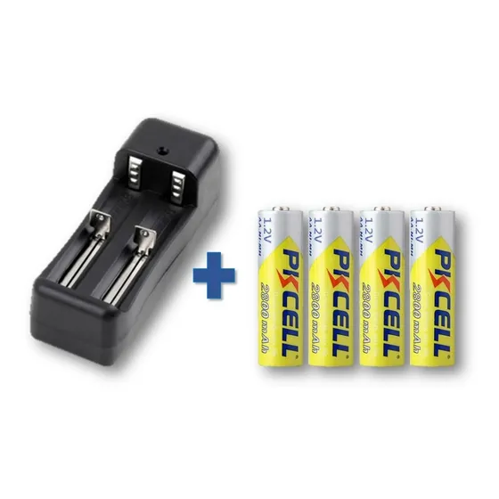 Cargador De Pilas + 4 Baterías Pilas Recargables Doble Aa
