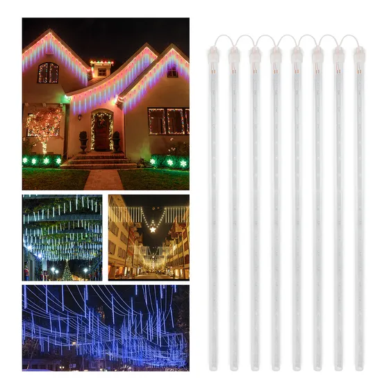 Cascata Led Luzes Natal Chuva Meteoro Snowfall Tubos Luzes Branco Frio 127/220v