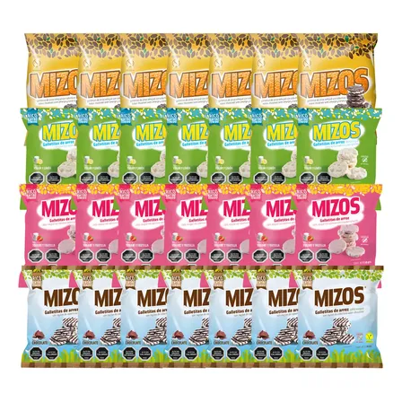 Pack Galletas Mizos De Arroz Mix De 4 Sabores - Pack 28 Un