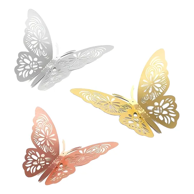 Mariposa Para Torta Topper Por 6 Unirosa Gold Plata Dorado