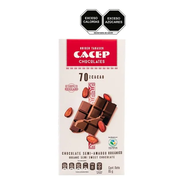 Barra De Chocolate Semi Amargo 70% Cacao Cacep 85g