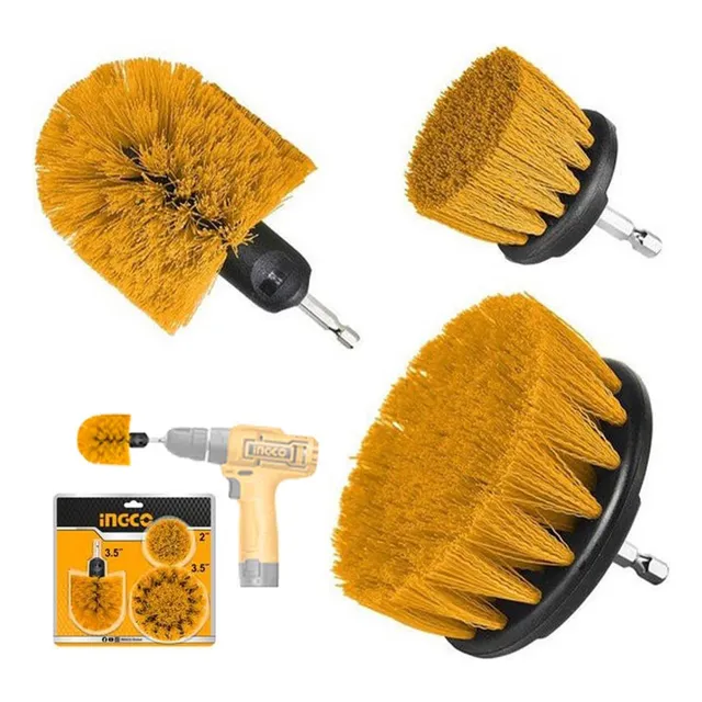 Set 3 Piezas Cepillos Para Taladro Ingco Limpieza Wcbm0301