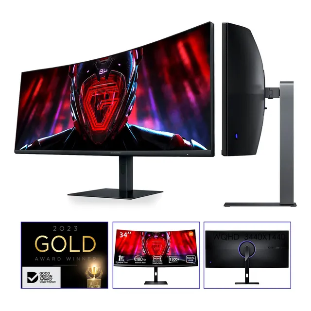 Xiaomi Monitor Curvo Gamer G34wqi 34 Pulgadas 2k Ultrawide 180hz Negro Alta Gama Ultra Hd 3440x1440p 1ms Ips Tecnologia Amd Freesync Premium Tecnologia Low Blue Light Relacion De Aspecto 21:9