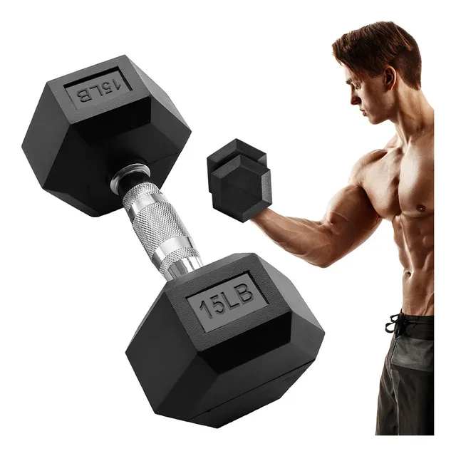 Mancuerna Hexagonal Pesa Ejercicio Gym 15 Lb Gimnasio Color Negro