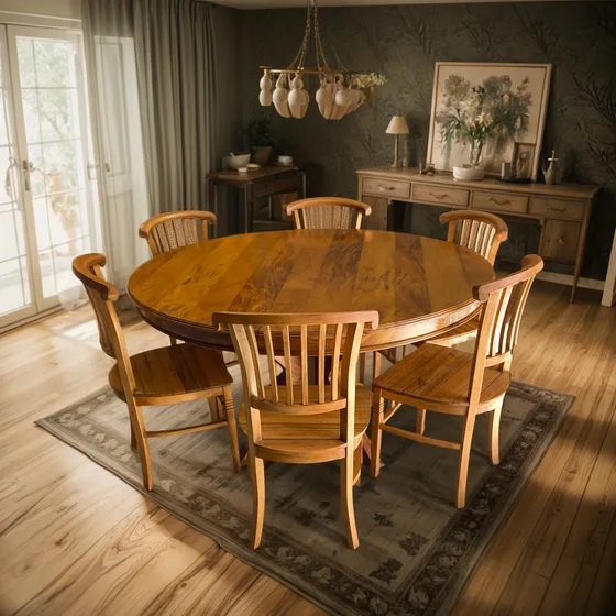 Conjunto Mesa Com Cadeiras Leque Madeira Rustica Lançamento