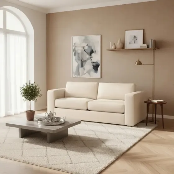 Lineal Americano 3 Cuerpos Sofa Color Beige
