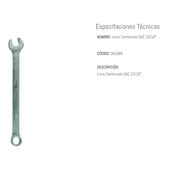 Llave Combinada Sae 13/16   Lobster. 