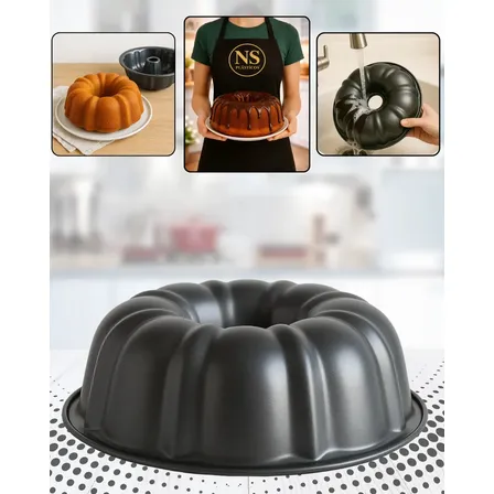 Forma Antiaderente Com Furo No Meio Bundt Pudim Pão Assadeira Antiaderente Redonda Teflon Bolo Formas Com Furo Central Canudo Cozinha Resistente Cor Preto