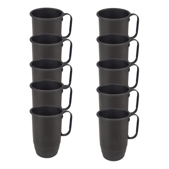 10 Canecas Alumínio Preto Fosco 500ml P/personalizar Festas