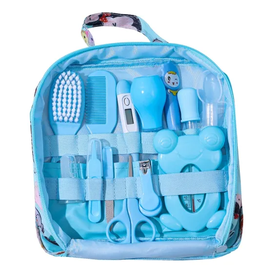 Kit Higiene Cuidados Saúde Bebê Recém Nascido 13pc Azul