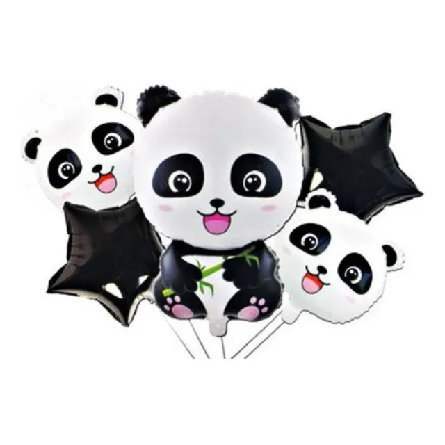 Bouquet 5 Globos Panda Oso  65cm+4metalizados45cm