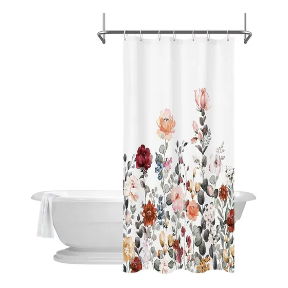 Kikiry Cortina Ducha Tela Floral 36  Ancho X 72  Largo 12