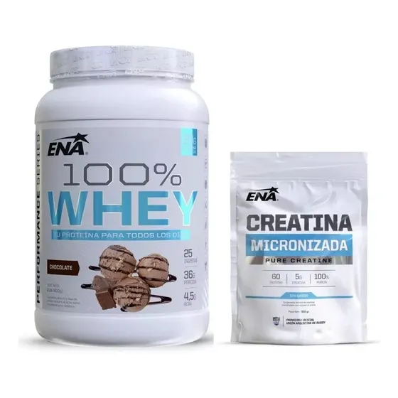 Combo 100% 2lb  Whey Protein Proteina + Creatina 300g Ena