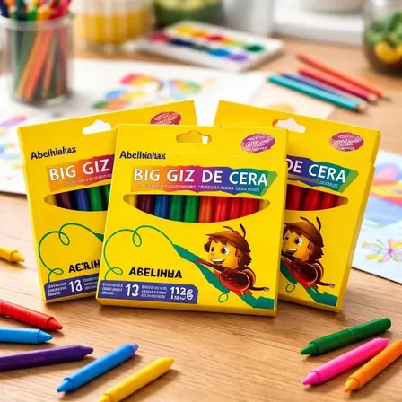 Kit C/ 3 Caixas Giz De Cera Big Jumbo 12 Cores Acrilex