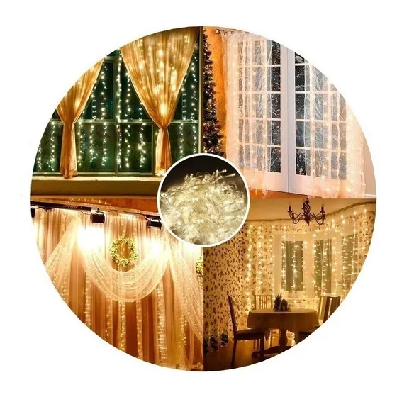 Cortina Luces Led Tiras 2x2 Metros Colores 220v Navidad