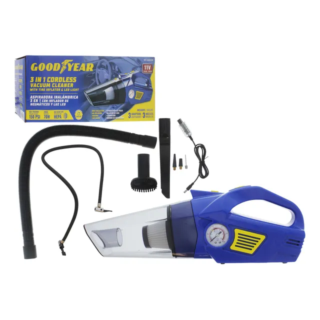 Aspiradora De Carro Goodyear 3 En 1 Recargable