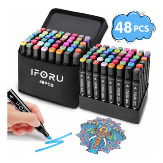 Marcadores 48 Colores Doble Punta Plumones Punta Pincel Iforu Marcadores 48 Colores Doble Punta Plumones Punta Pincel Iforu