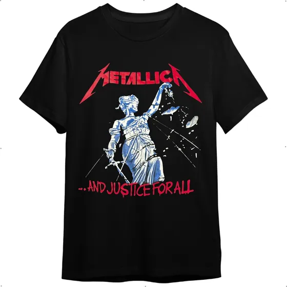 Camiseta Metallica Caveira And Justice For All Preta Banda D