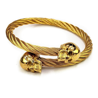 Pulsera Calavera Acero Inoxidable Hombre Mujer Dorado Pulsera Calavera Acero Inoxidable Hombre Mujer Dorado