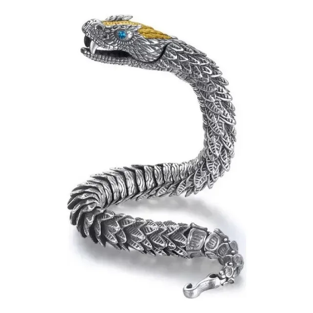 Pulsera Serpiente Real Hecha Amano En Plata Personalización