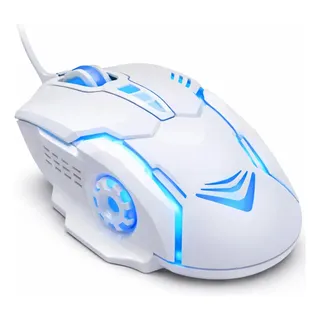 Mouse Gamer Rgb 2400 Dpi Usb 6 Botões Branco Com Cabo 1,5m