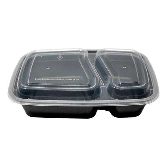 Contenedor Reutilizable P/ Comida 2 Divisiones 32 Oz 50 Color Negro