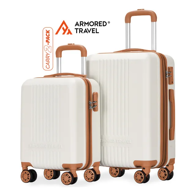 Maletas de viaje carry-on de mano cabina 10kg 20 + 16 Set de viaje 2 pack rígida eterna abs doble calibre con cierre expandible llantas desmontables y candado seguridad tsa lock Armored Travel 2-pac