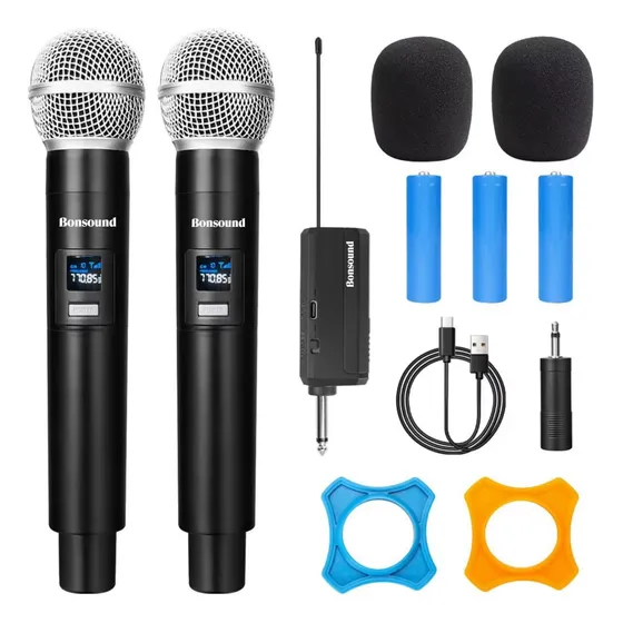 Microfono Dual Inalambrico Uhf Bluetooth Recargable