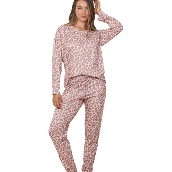 Pijama Jaia 24032 Livia Animal Print Manga Larga Y Babucha