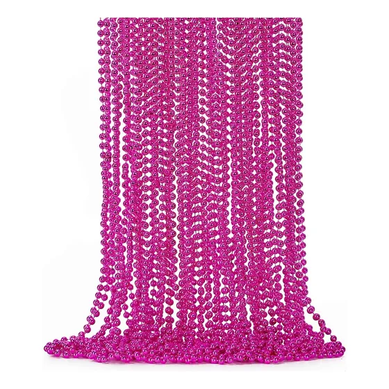Collar De Cuentas Rosado Para Eventos 84cm Largo 24 Unidades