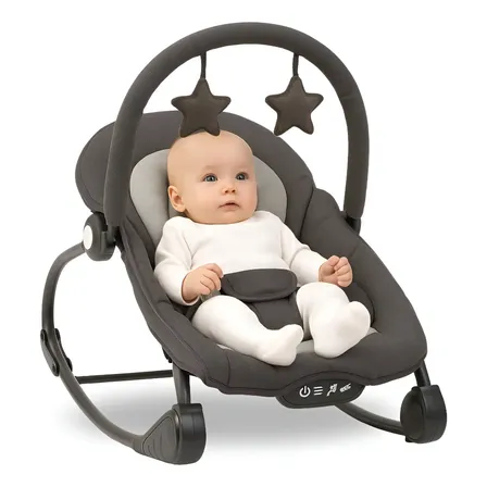 Silla Mecedora Mega Baby 27267 18 Kg Vibración Y Música Color Gris