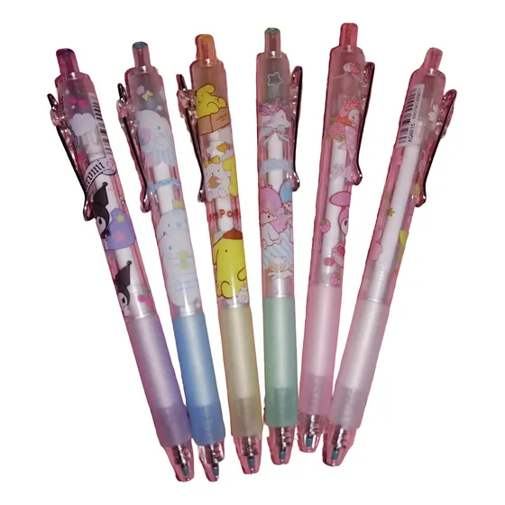 Set 12 Plumas De Hello Kitty Y Sus Amigos Color de la tinta Negro Color del exterior Rosa chicle