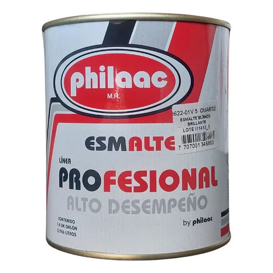 Pintura Blanco Esmalte Brillante 1/4 Galon Marca Philaac