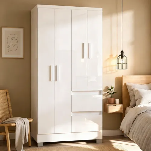 Armário de melamina branca Ikea Brimnes 3P com 3 portas