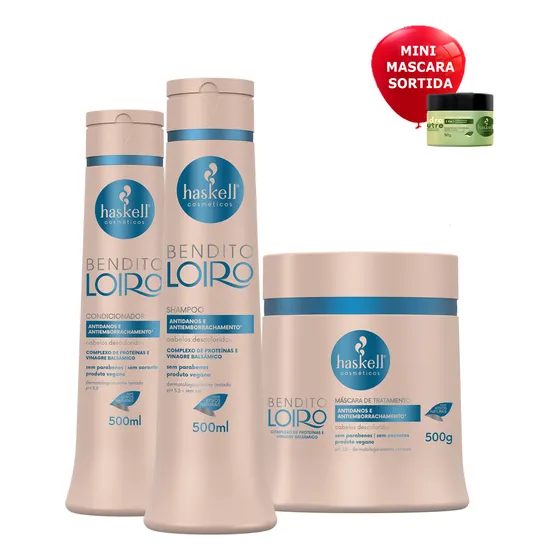 Haskell Bendito Loiro Shampoo Condicionador E Mascara 500ml