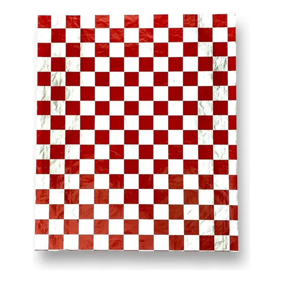 Papel Aluminio Termico De Cuadros Rojos 28x33cm(500 Und)