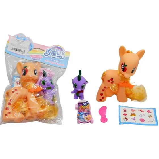 Set Muñeco De Pony Y Bebe Dragón Patineta Para Niñas Regalo