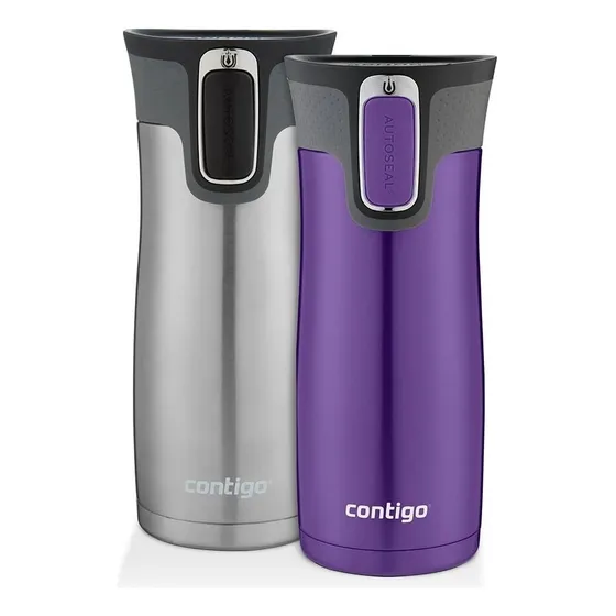 Contigo Vaso Térmico Autoseal West Loop 16 Oz 2 Pieza 473ml Color Grapevine & Stainless Steel