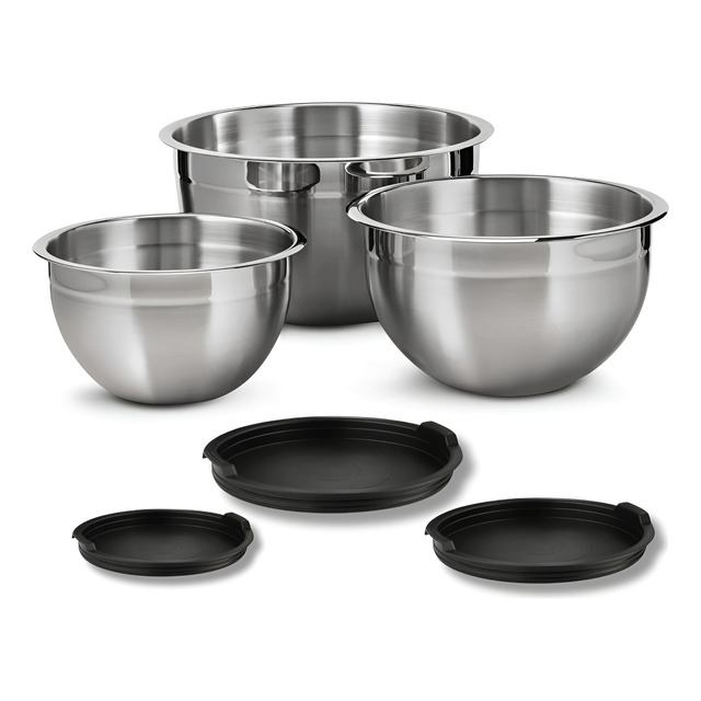 Vittak Conjunto 3 Bowls De Inox Com Tampas Plásticas Utensílios De Cozinha Tamanhos Variad...