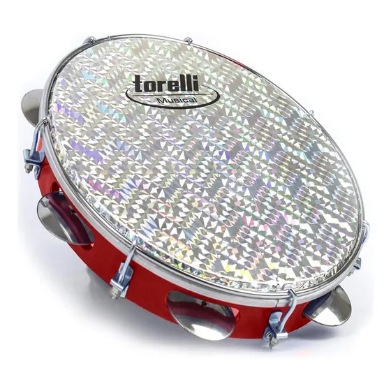 Pandeiro Torelli Tp308 Abs Vermelho Pele Holografica