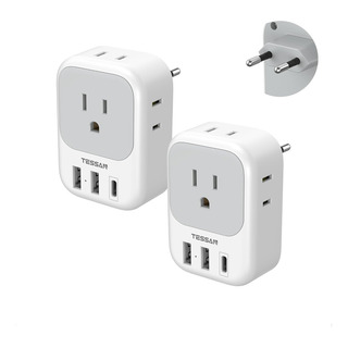2 Pack European Plug Adapter Usb C, Tessan Us To Europe A... 2 Pack European Plug Adapter Usb C, Tessan Us To Europe A...
