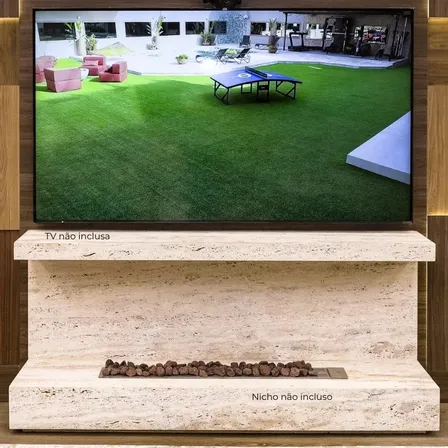 Lareira A Gás Inox Premium Império 80cm C/pedras Vulcânicas