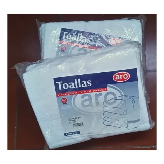 Toallas Blanca Marca Aro Tamaño Intermedia 380 G/m2 Set De 3