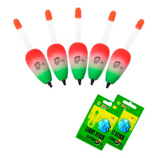 5 Flotador Luminoso De Pesca + 10 Barra De Luz Fluorescente 5 Flotador Luminoso De Pesca + 10 Barra De Luz Fluorescente