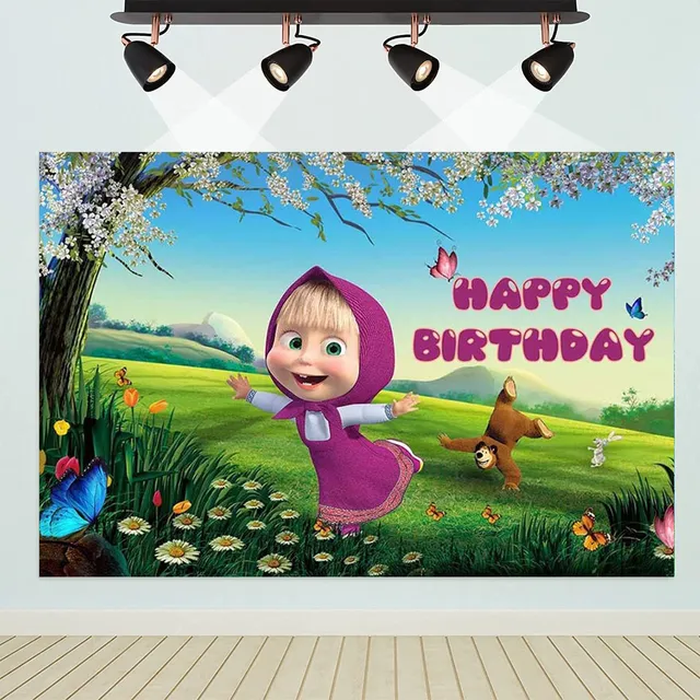 Masha And The Bear Backdrop Masa Suministro Para Fiesta 5 X