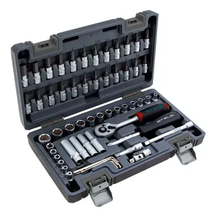 Conjunto De Soquete Sextavado Encaixe 1/4 De 57 Peças Preto