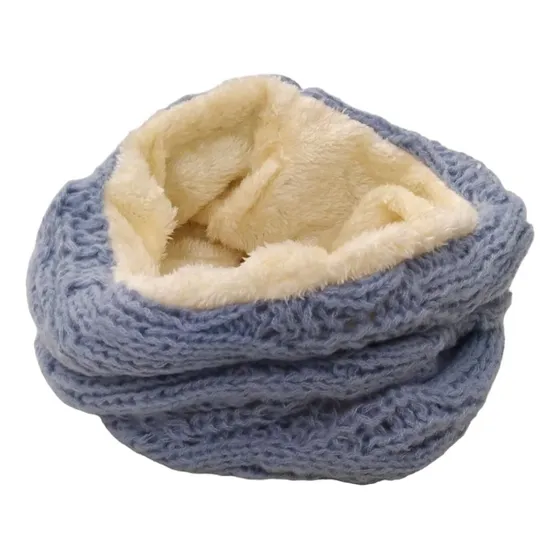 Cuello Bufanda Invierno De Lana C/ Forro Interno De Peluche Gris Liso 1