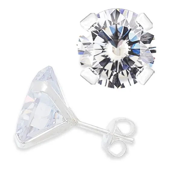 Aretes Broquel Zirconia Red S B 12 Mm Tam 10 Plata .925