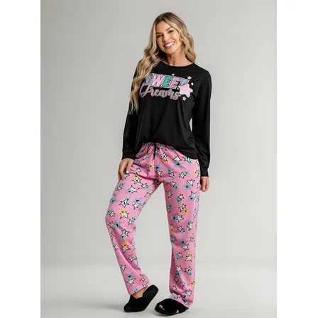 Pijama Feminino Sweet Dreams Inverno Estampado 2 Peças