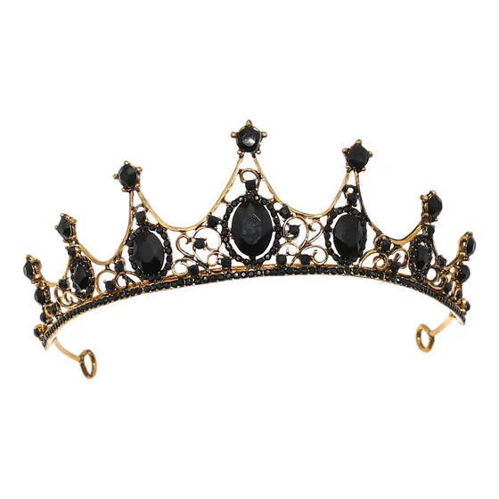 Estilo Barroco Rainha Coroas Casamento Tiara Preto Preto